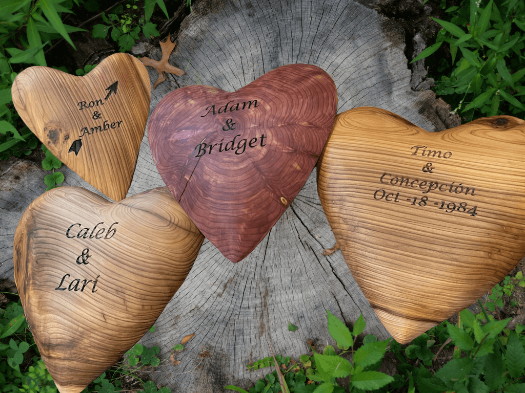 Handcrafted wooden hearts